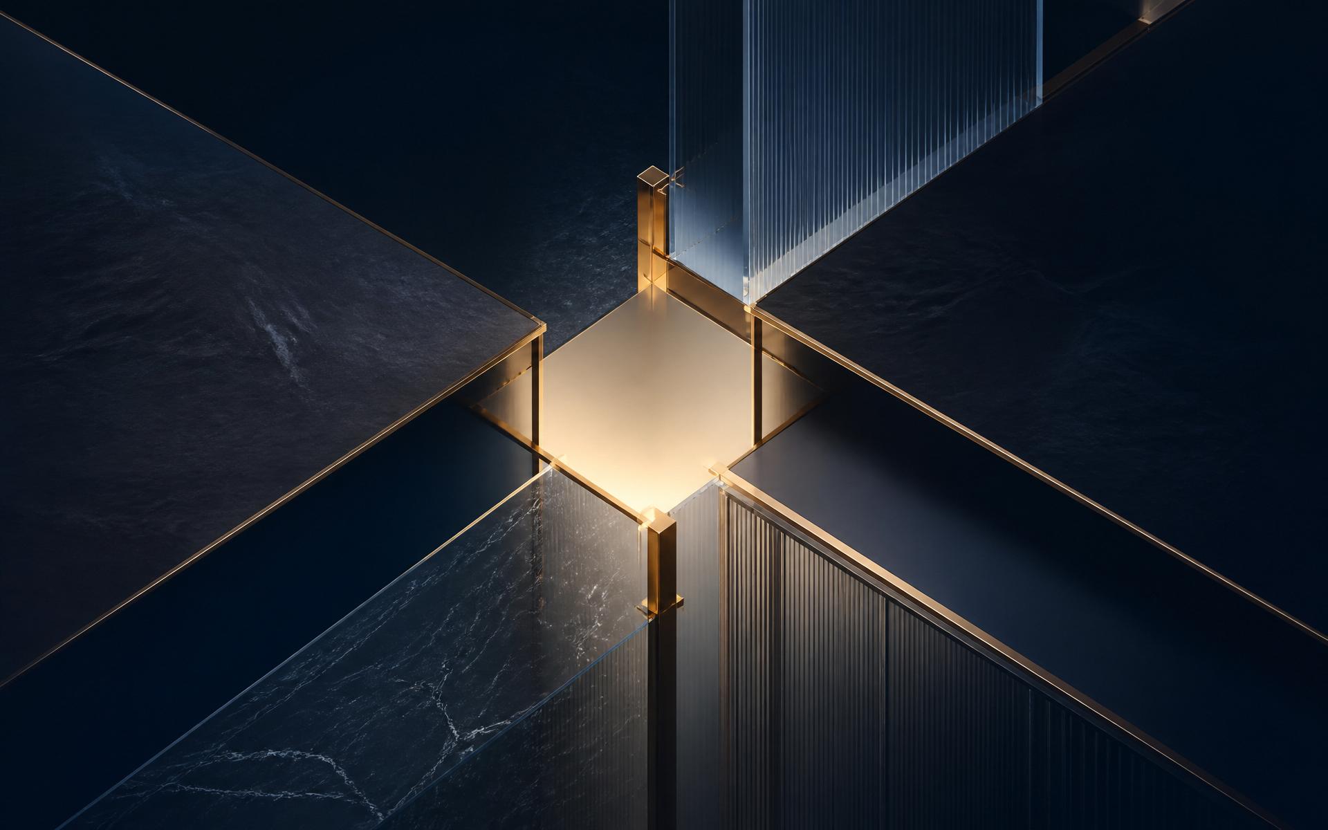 Abstract architectural planes representing aligned priorities, strategic decisions, tradeoffs, and one integrated wealth framework.